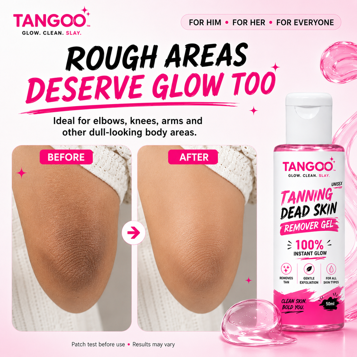 Tangoo Instant Glow Exfoliating Gel – Hand, Neck, Elbow & Knee Care