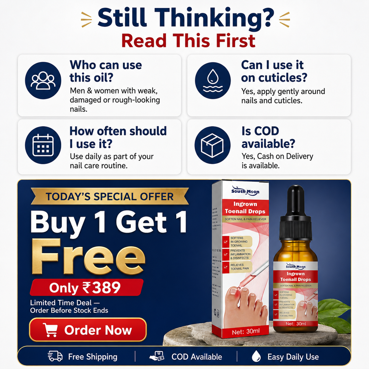 Toenail Nail Repair Oil for Damaged & Weak Nails – Buy 1 Get 1 FREE 🔥