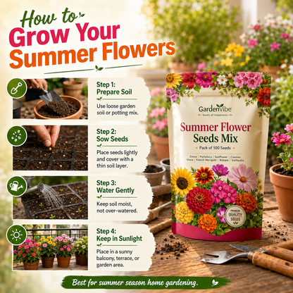 Summer Flower Seeds Mix –  For Balcony, Terrace & Home Garden