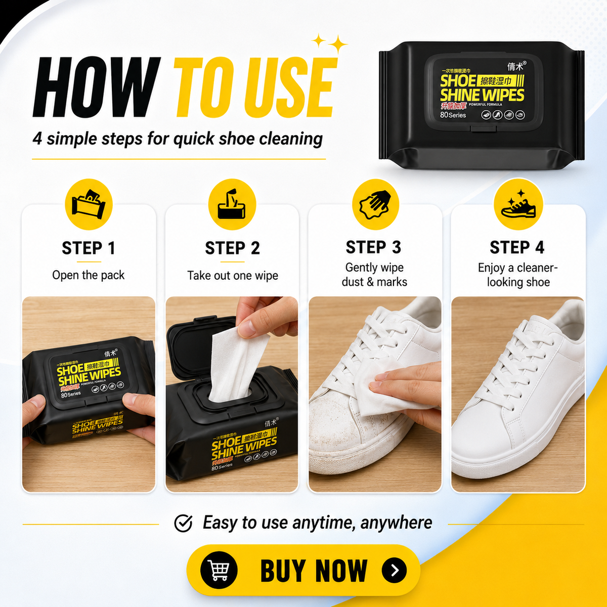 Instant Shoes Cleaning Wipes