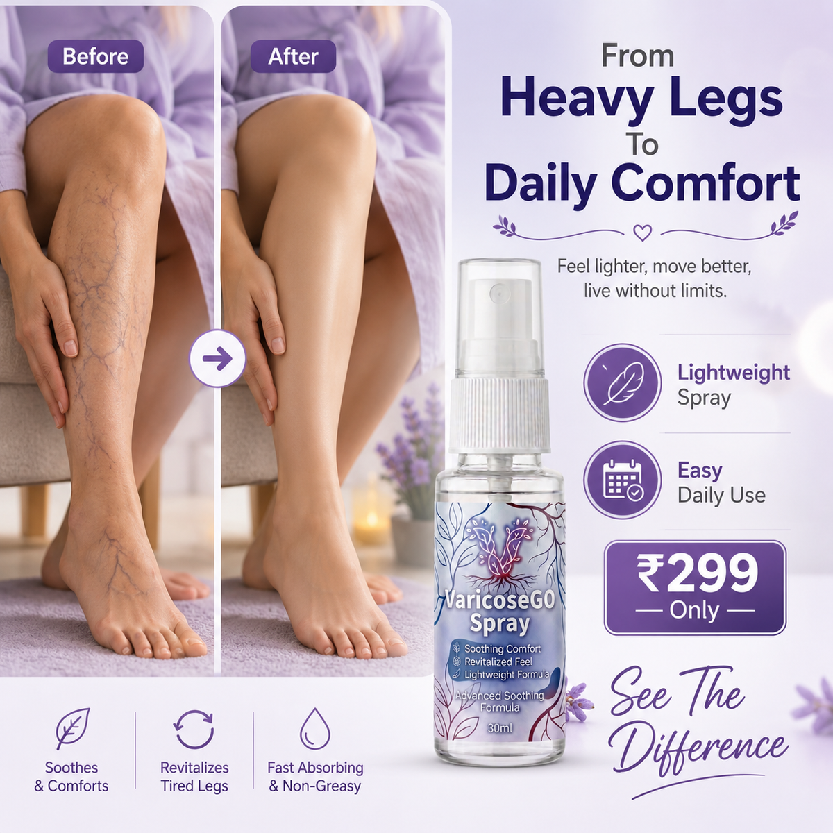 VaricoseGO Relief Herbal Varicose Relief Spray
