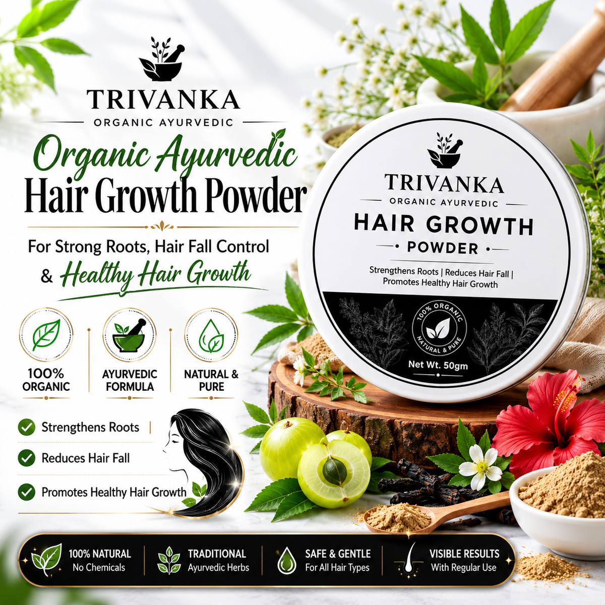 Trivanka Organic Ayurvedic Hair Growth Powder