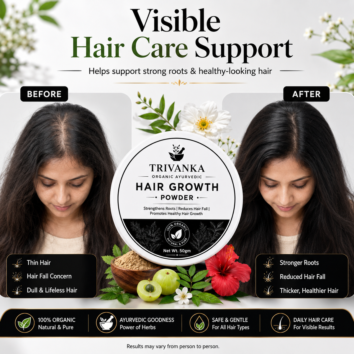 Trivanka Organic Ayurvedic Hair Growth Powder