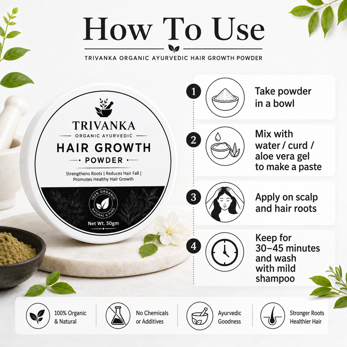 Trivanka Organic Ayurvedic Hair Growth Powder