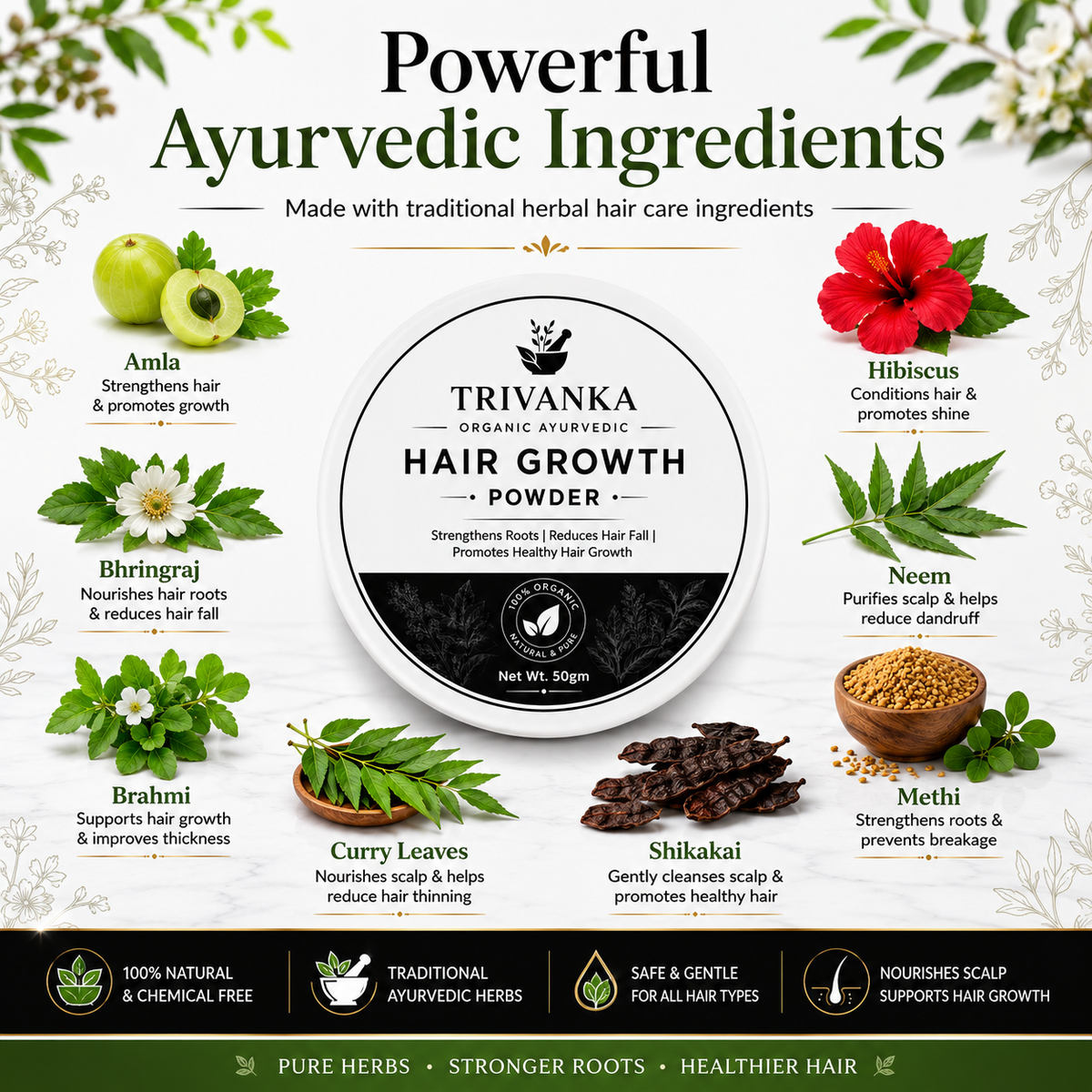Trivanka Organic Ayurvedic Hair Growth Powder