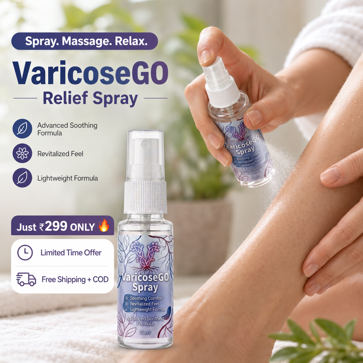 VaricoseGO Relief Herbal Varicose Relief Spray