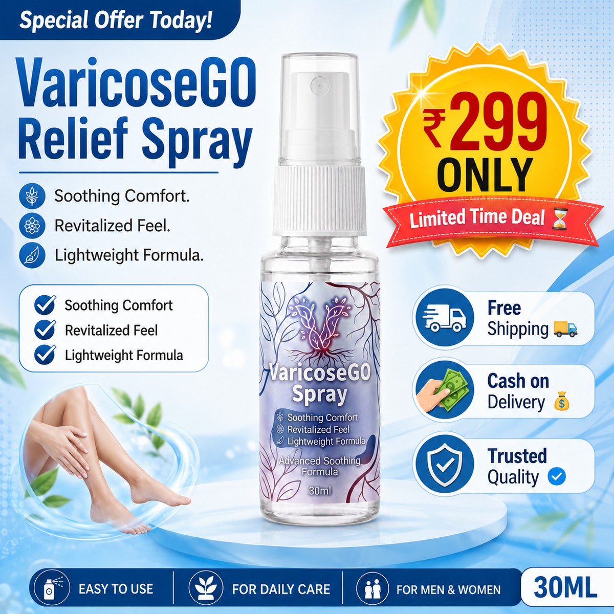 VaricoseGO Relief Herbal Varicose Relief Spray