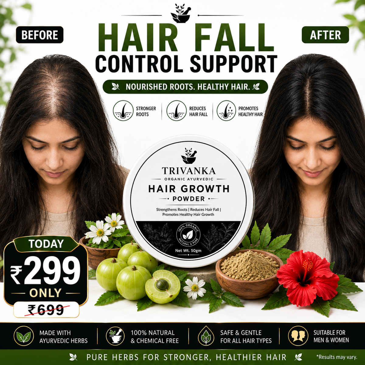 Trivanka Organic Ayurvedic Hair Growth Powder