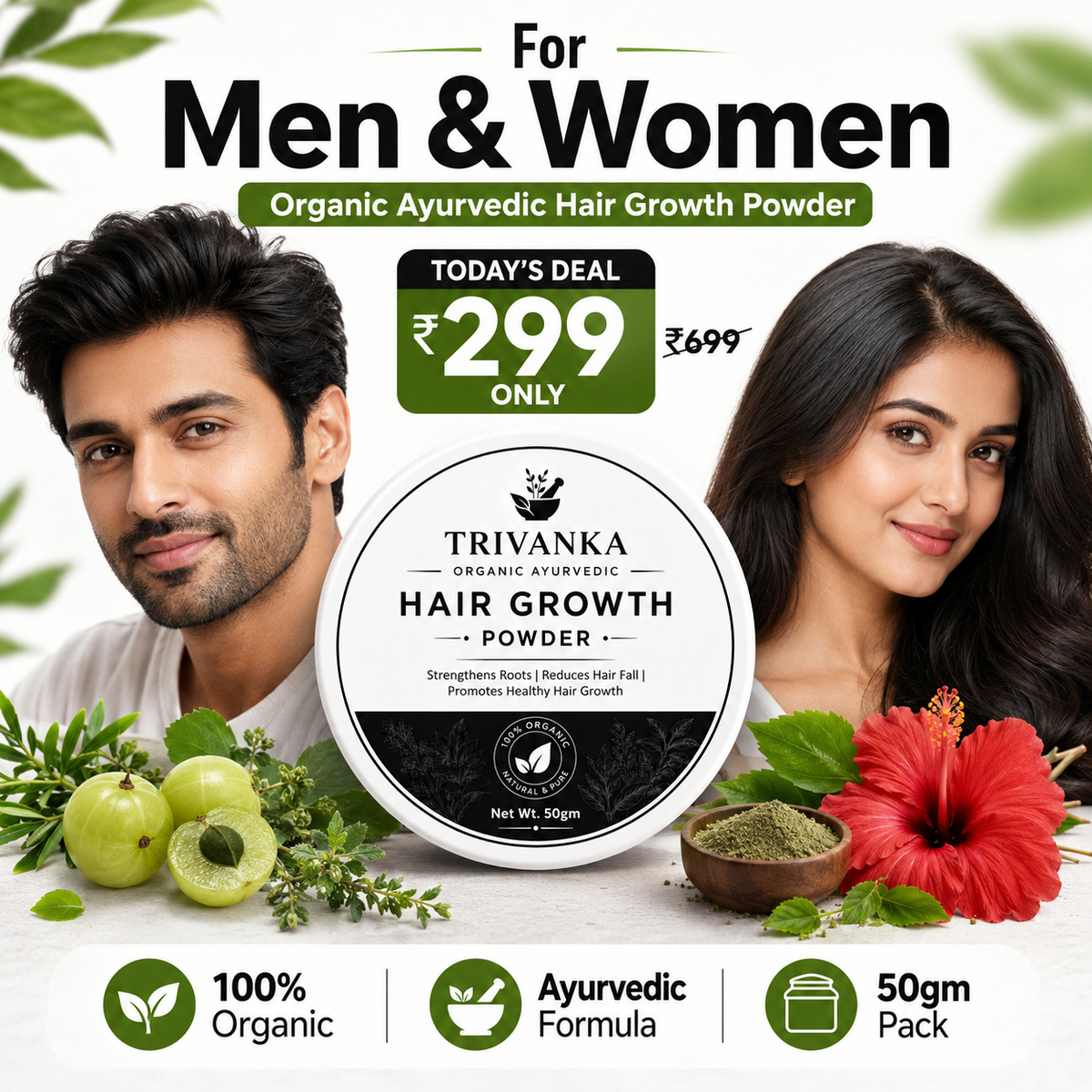 Trivanka Organic Ayurvedic Hair Growth Powder