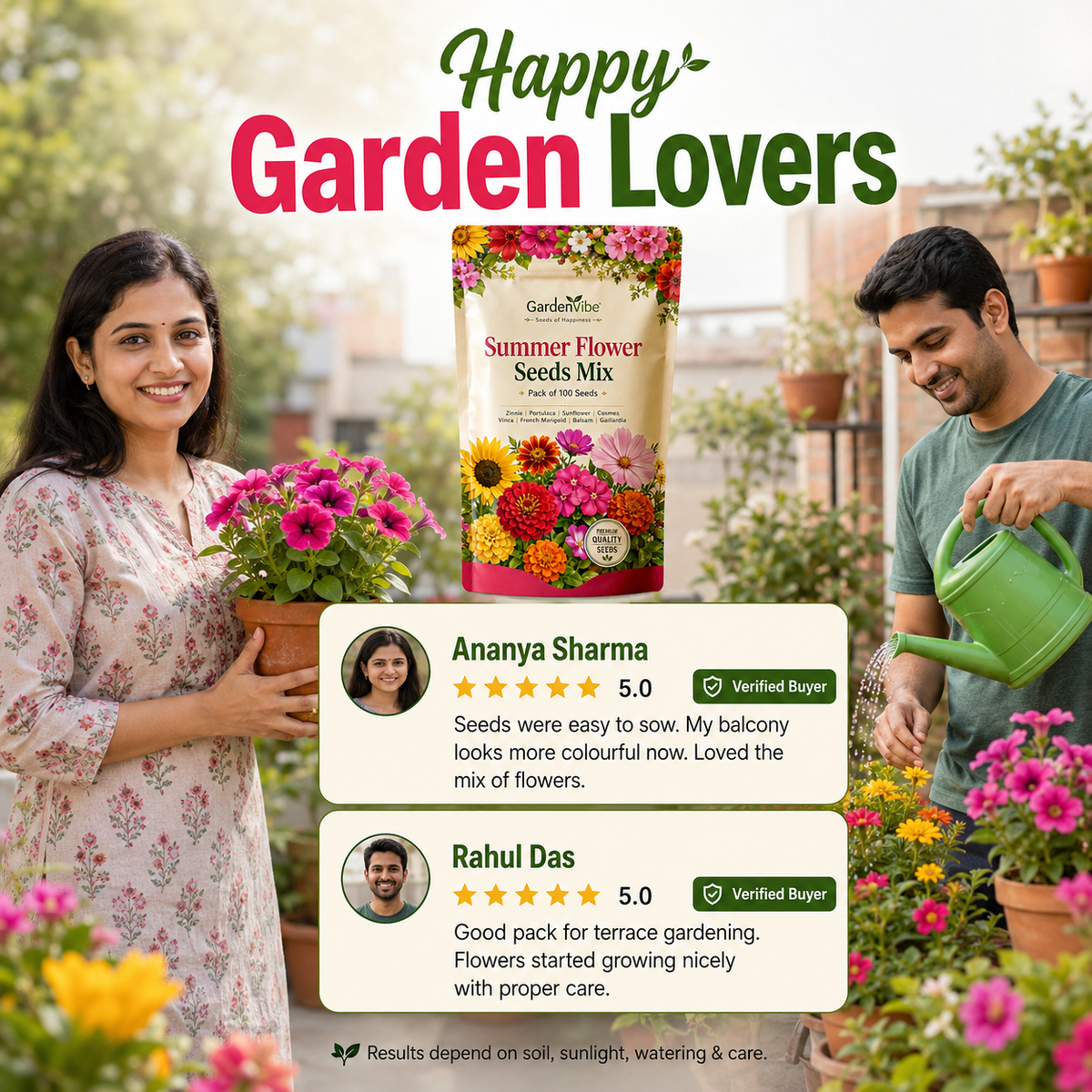 Summer Flower Seeds Mix –  For Balcony, Terrace & Home Garden